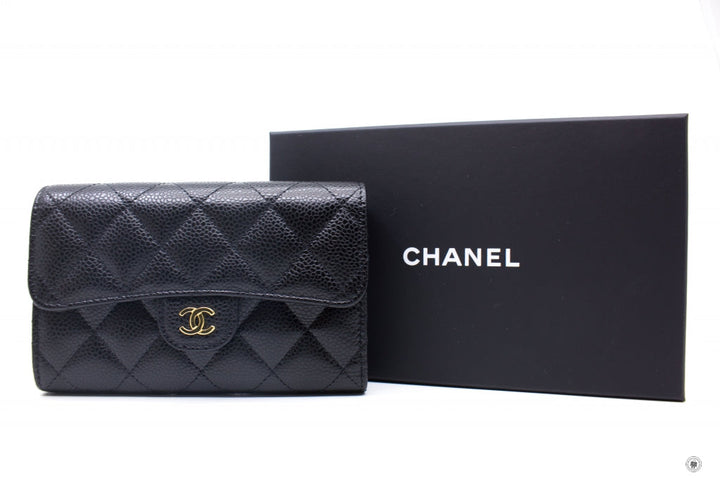 Top Quality Chanel AP0232Y01864 Classic Flap Wallet Black / C3906 Caviar Short Wallet Ghw