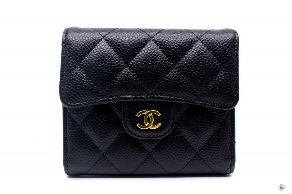Top Quality Chanel AP0231 Y01588 Classic Fold Wallet (old Model: A82288) Black Caviar Short Wallet Ghw
