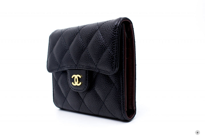 Top Quality Chanel AP0231 Y01588 Classic Fold Wallet (old Model: A82288) Black Caviar Short Wallet Ghw