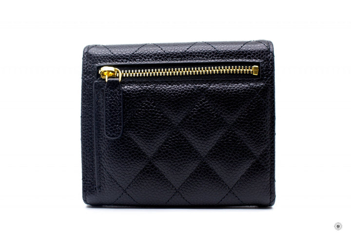 Top Quality Chanel AP0231 Y01588 Classic Fold Wallet (old Model: A82288) Black Caviar Short Wallet Ghw