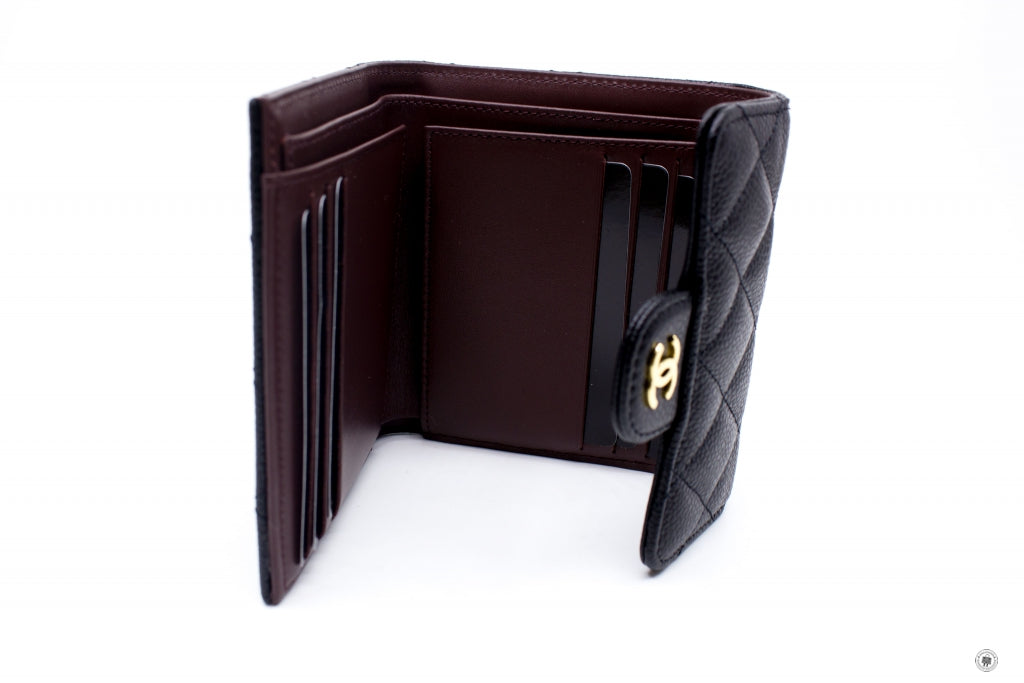 Top Quality Chanel AP0231 Y01588 Classic Fold Wallet (old Model: A82288) Black Caviar Short Wallet Ghw