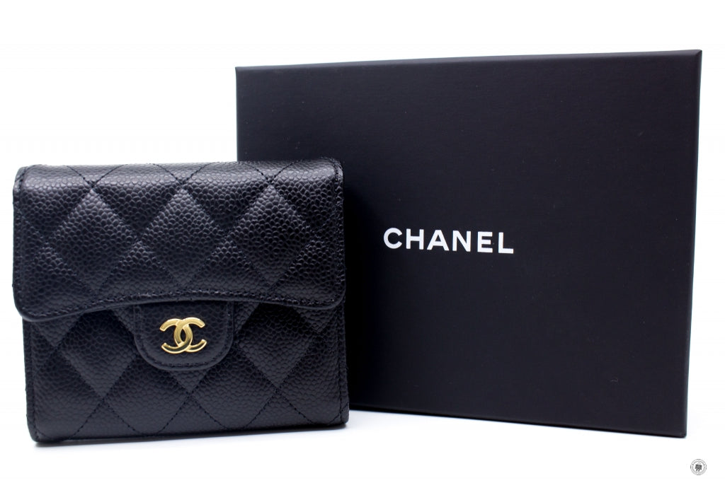 Top Quality Chanel AP0231 Y01588 Classic Fold Wallet (old Model: A82288) Black Caviar Short Wallet Ghw
