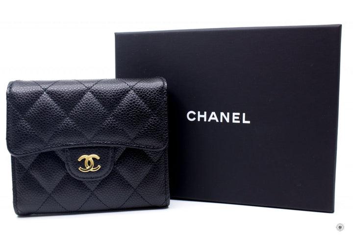 Top Quality Chanel AP0231 Y01588 Classic Fold Wallet (old Model: A82288) Black Caviar Short Wallet Ghw