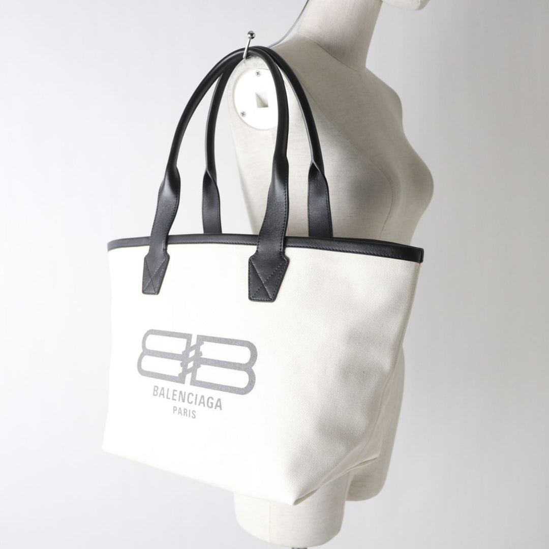 Top Quality Balenciaga JUMBO Logo Tote Bag Ivory Black