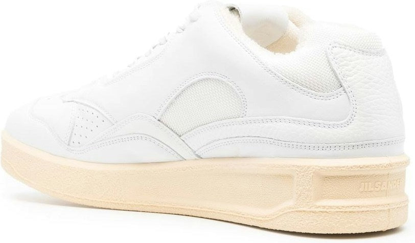 PANELLED LOW-TOP LEATHER SNEAKERS