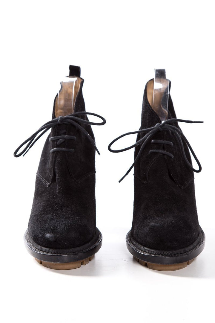 Jil Sander Black Suede Round Toe Booties SZ 39.5 Sale