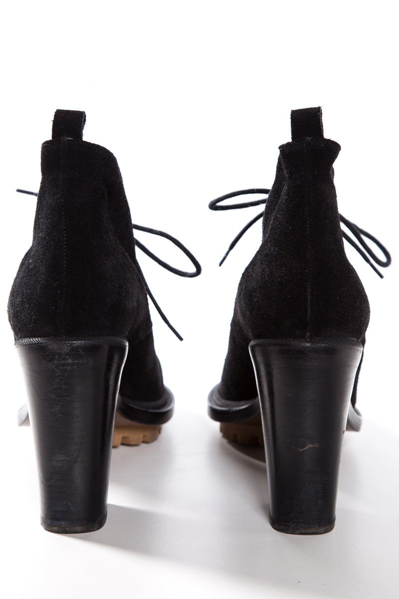 Jil Sander Black Suede Round Toe Booties SZ 39.5 Sale