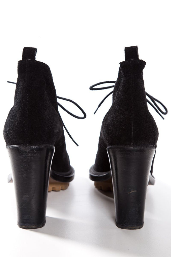 Jil Sander Black Suede Round Toe Booties SZ 39.5 Sale