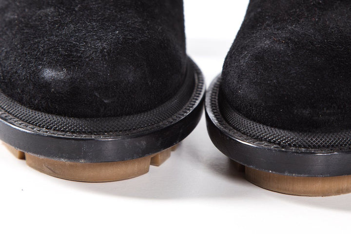 Jil Sander Black Suede Round Toe Booties SZ 39.5 Sale