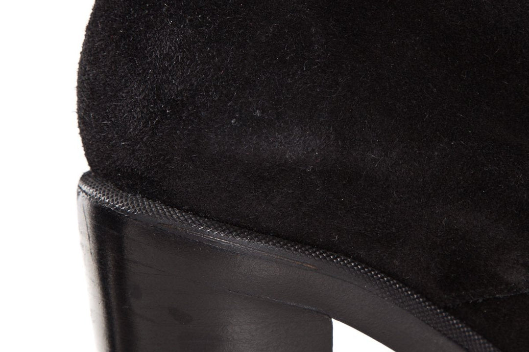 Jil Sander Black Suede Round Toe Booties SZ 39.5 Sale