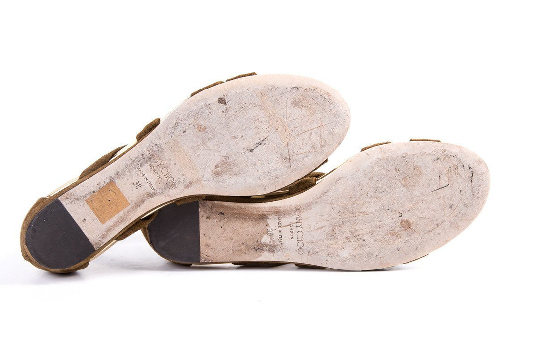 Jimmy Choo Brown Suede Strappy Sandals SZ 38