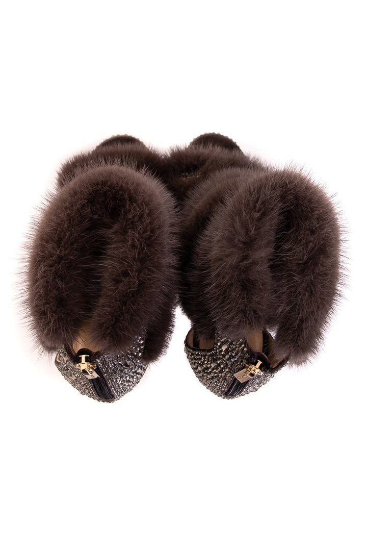 Jimmy Choo Kai 120 Grey Mink Embellished Heels SZ 37