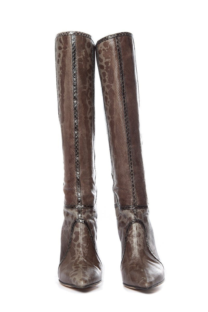 Jimmy Choo Karung Brown Knee-High Boots SZ 37 Sale