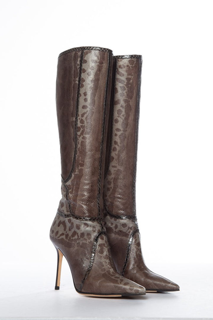 Jimmy Choo Karung Brown Knee-High Boots SZ 37 Sale