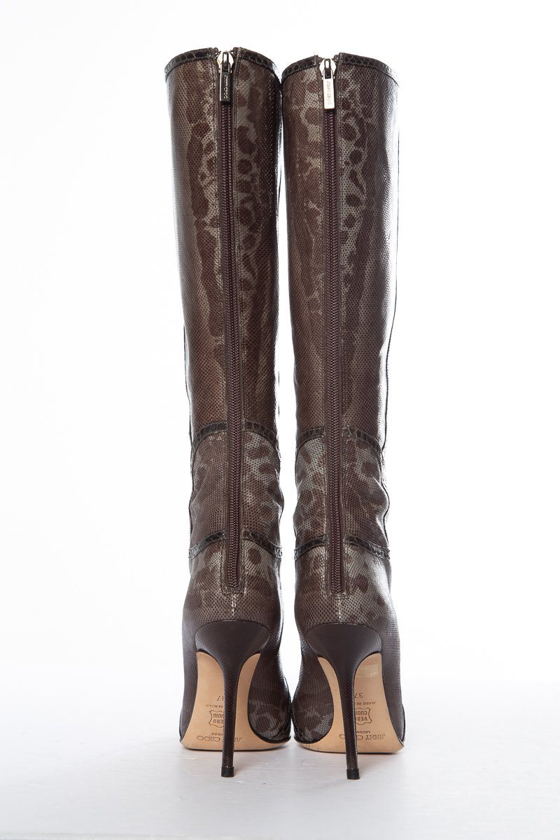 Jimmy Choo Karung Brown Knee-High Boots SZ 37 Sale