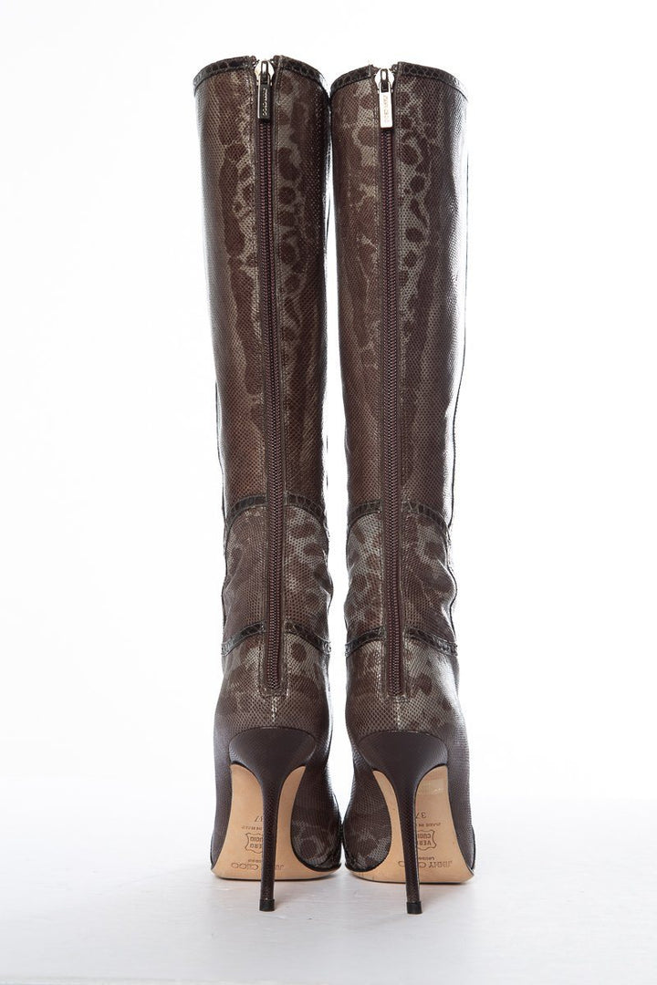 Jimmy Choo Karung Brown Knee-High Boots SZ 37 Sale