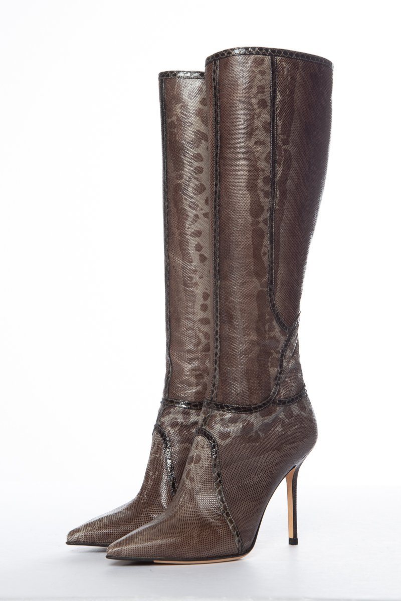 Jimmy Choo Karung Brown Knee-High Boots SZ 37 Sale
