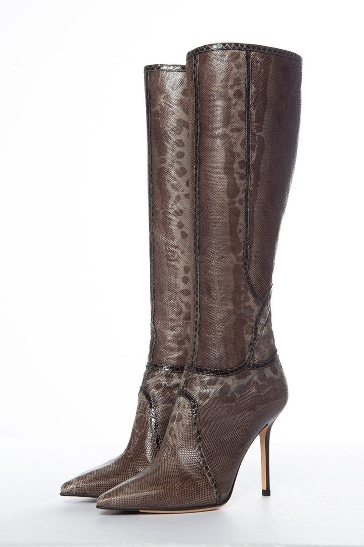 Jimmy Choo Karung Brown Knee-High Boots SZ 37 Sale