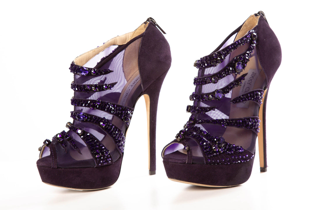 Jimmy Choo Purple Suede Kiln Platform Sandals SZ 37.5 Sale