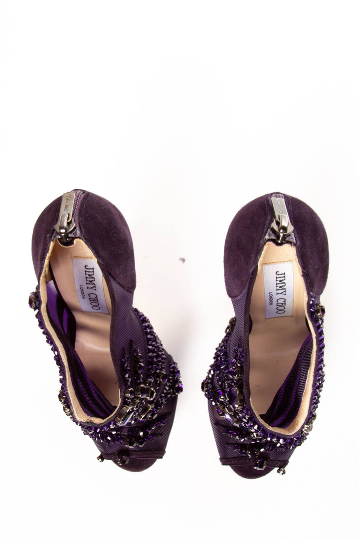 Jimmy Choo Purple Suede Kiln Platform Sandals SZ 37.5 Sale