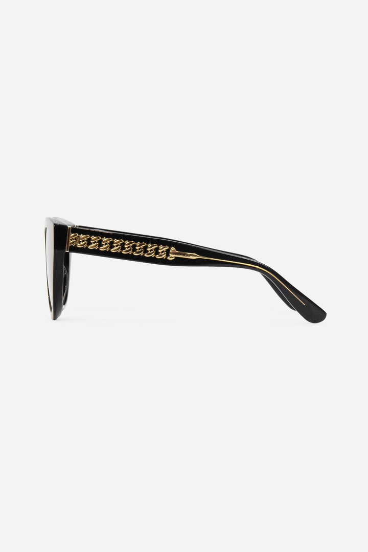 Black Sunglasses with Gold Chain Side