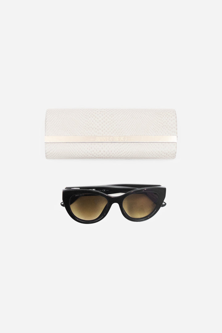 Black Sunglasses with Gold Chain Side