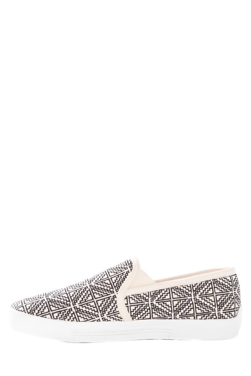 Joie Canvas Beige & Black Embroidered Sneakers SZ 40 Sale