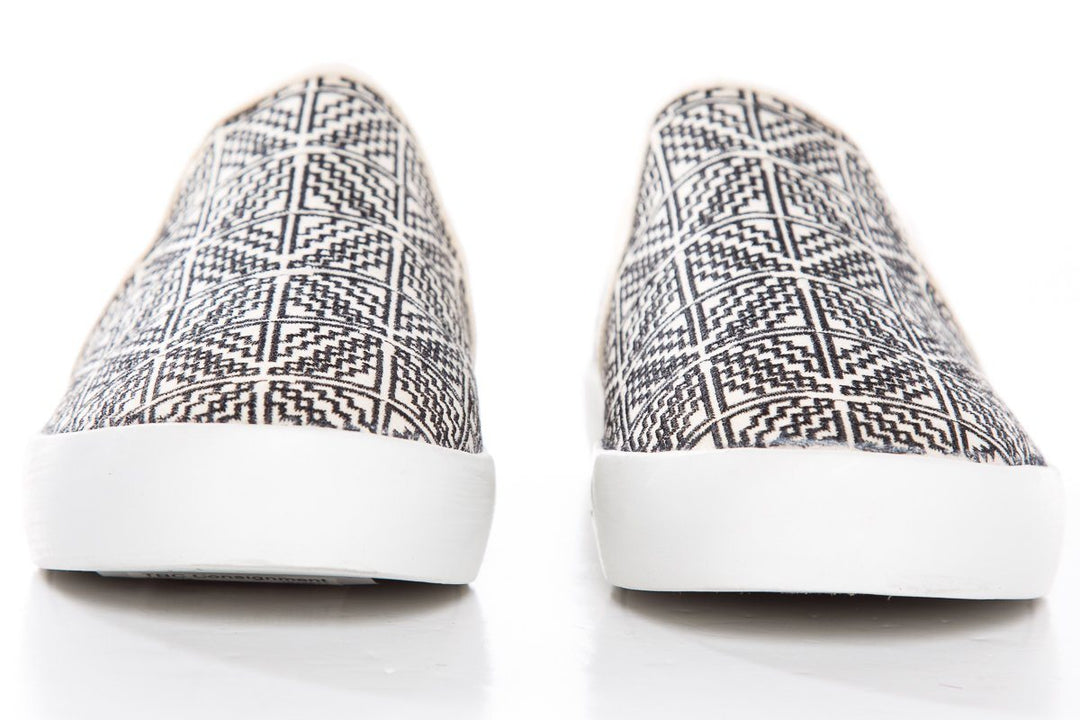 Joie Canvas Beige & Black Embroidered Sneakers SZ 40 Sale