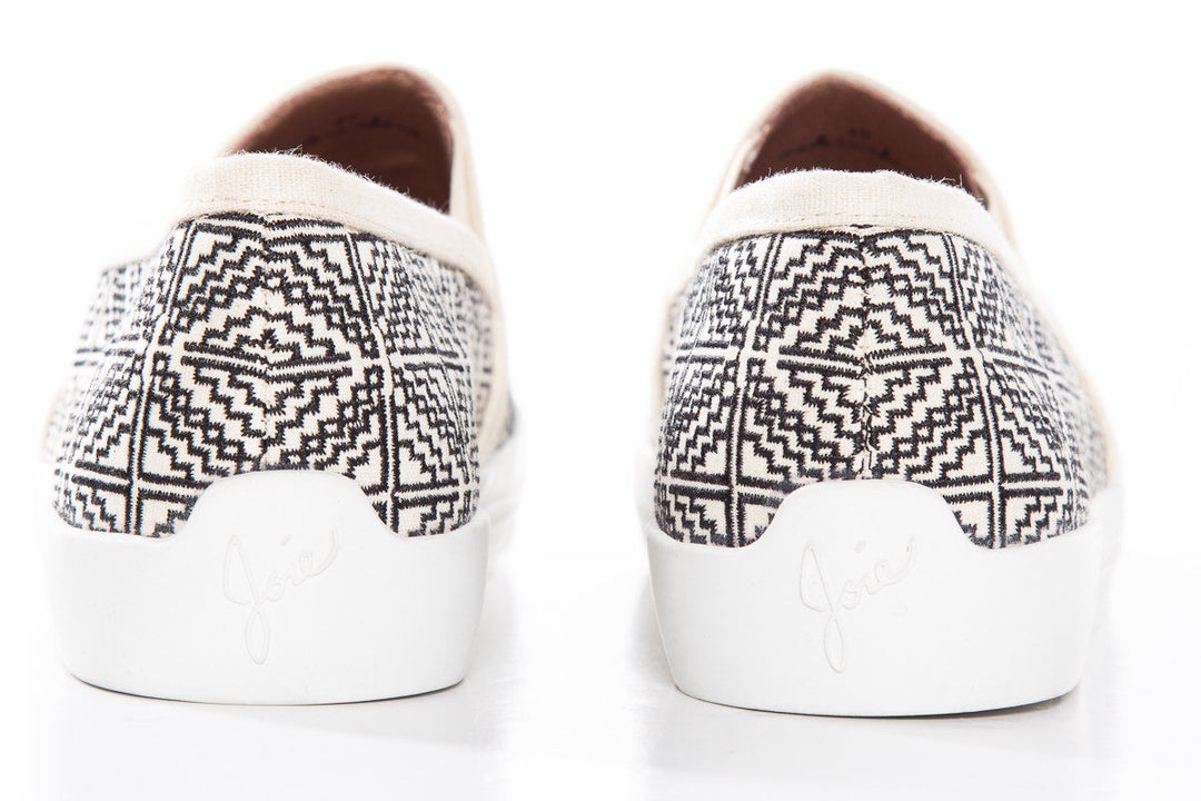 Joie Canvas Beige & Black Embroidered Sneakers SZ 40 Sale