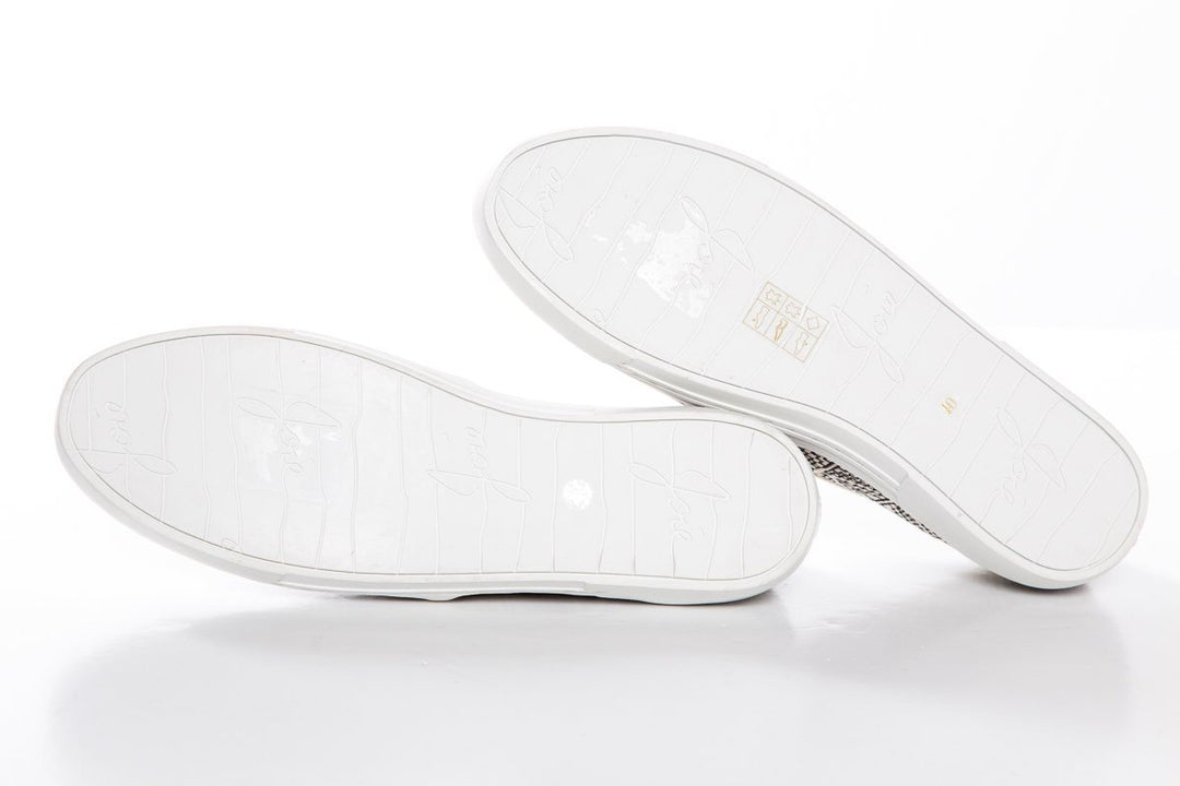 Joie Canvas Beige & Black Embroidered Sneakers SZ 40 Sale