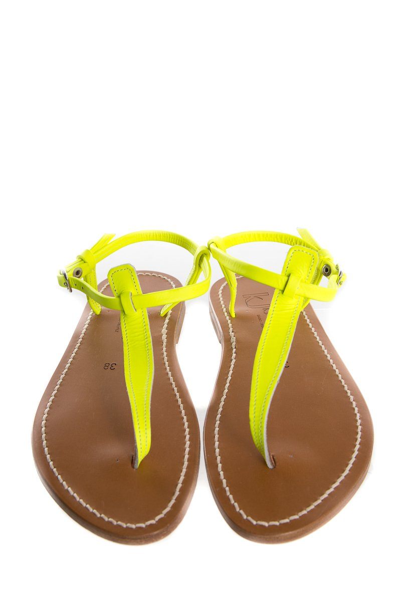 K.Jacques Neon Yellow 'Picon' T-Strap Sandals SZ 38 NWT