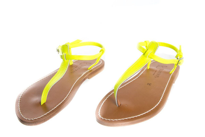 K.Jacques Neon Yellow 'Picon' T-Strap Sandals SZ 38 NWT