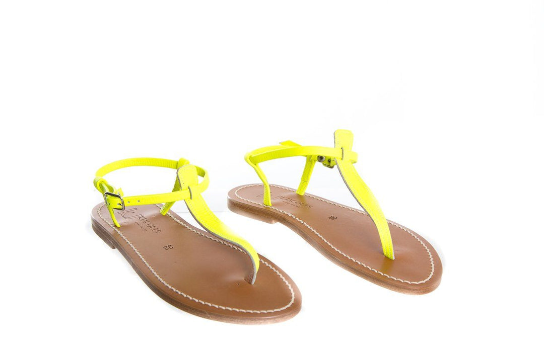 K.Jacques Neon Yellow 'Picon' T-Strap Sandals SZ 38 NWT