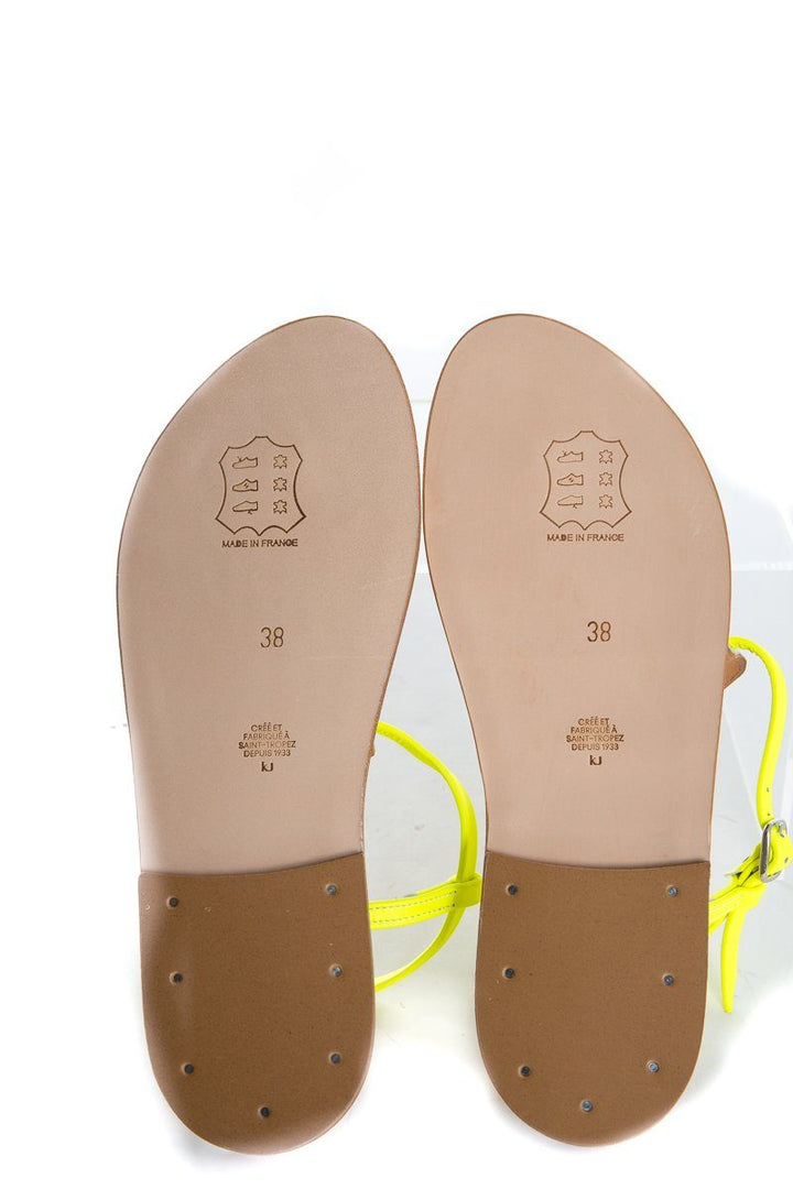K.Jacques Neon Yellow 'Picon' T-Strap Sandals SZ 38 NWT