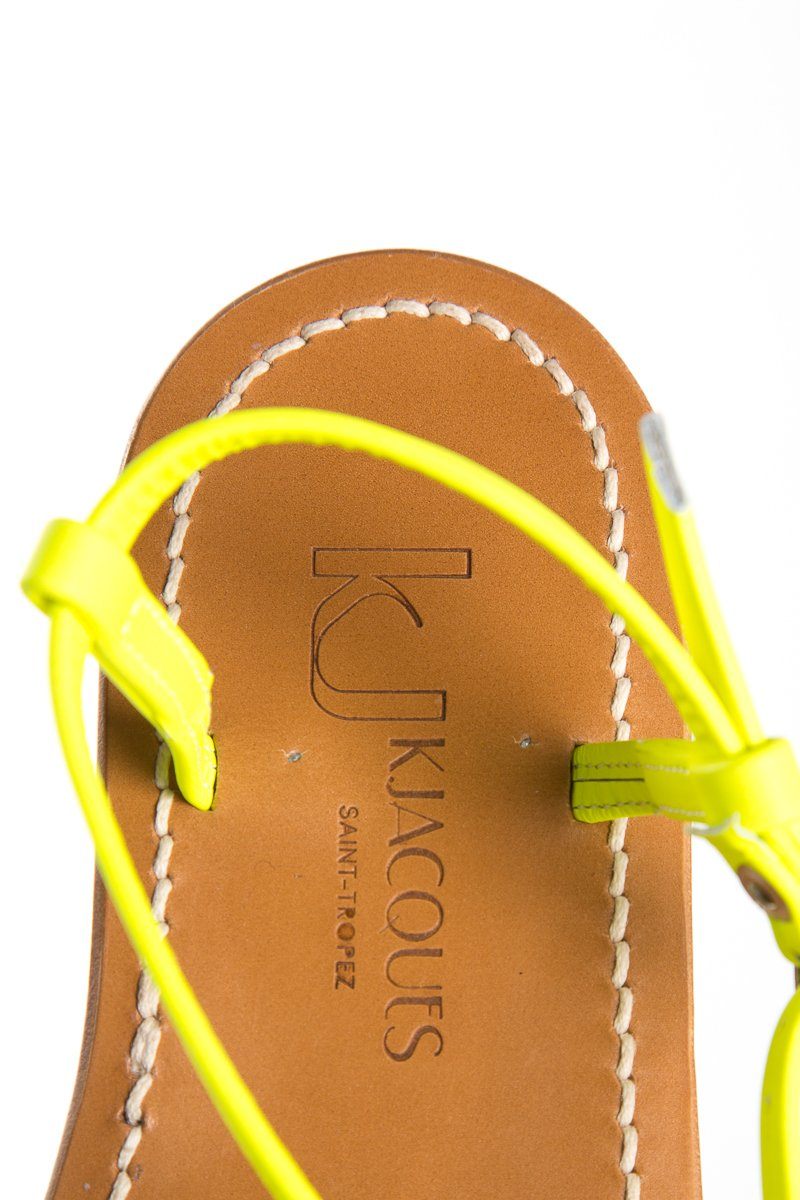 K.Jacques Neon Yellow 'Picon' T-Strap Sandals SZ 38 NWT
