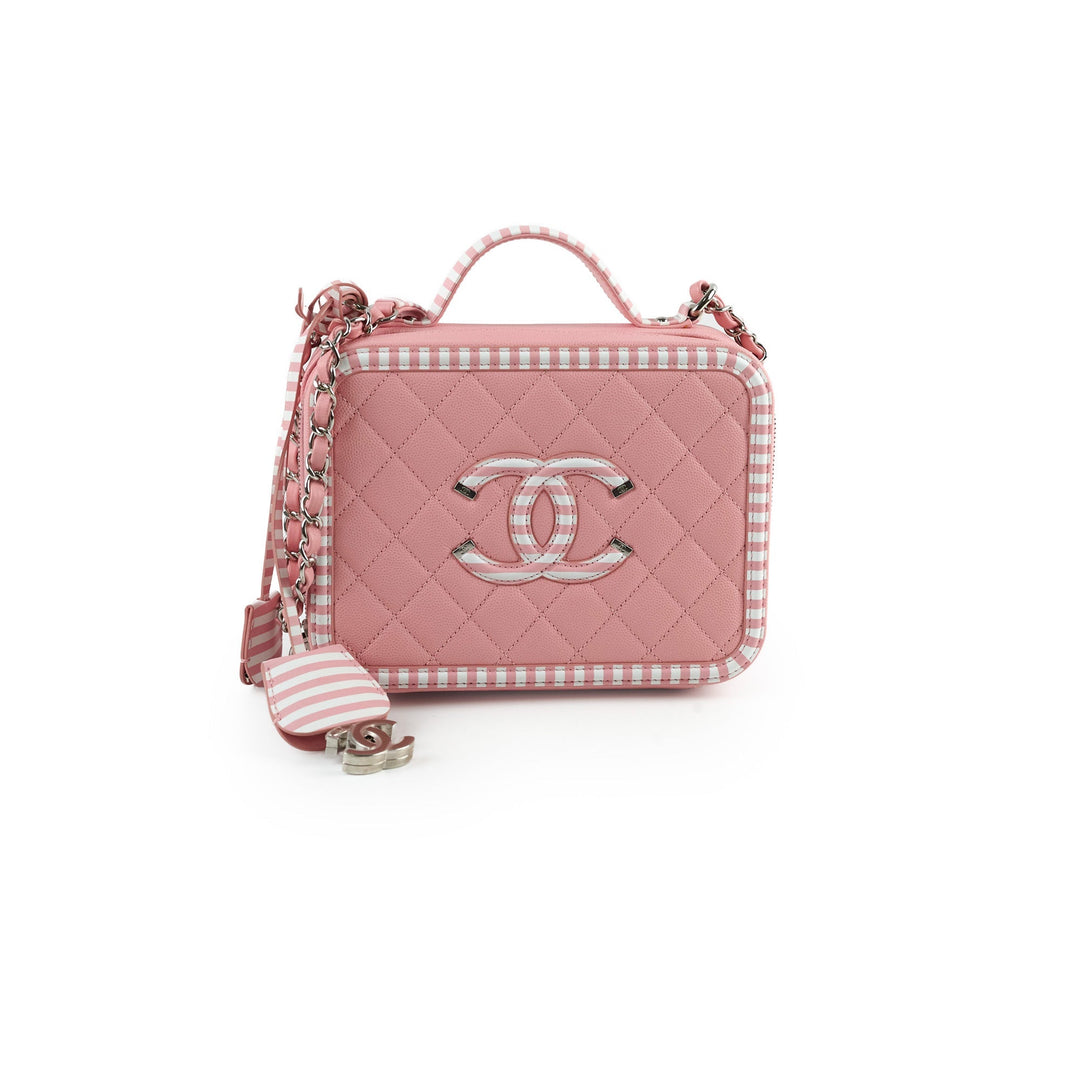 Top Quality Chanel Vanity Pink Stripe Caviar (2018)
