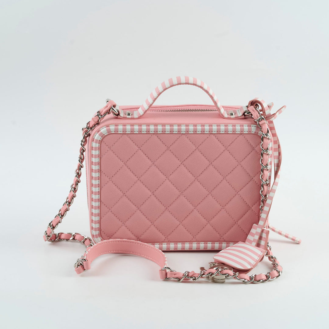 Top Quality Chanel Vanity Pink Stripe Caviar (2018)