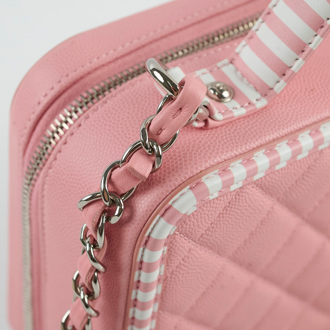 Top Quality Chanel Vanity Pink Stripe Caviar (2018)