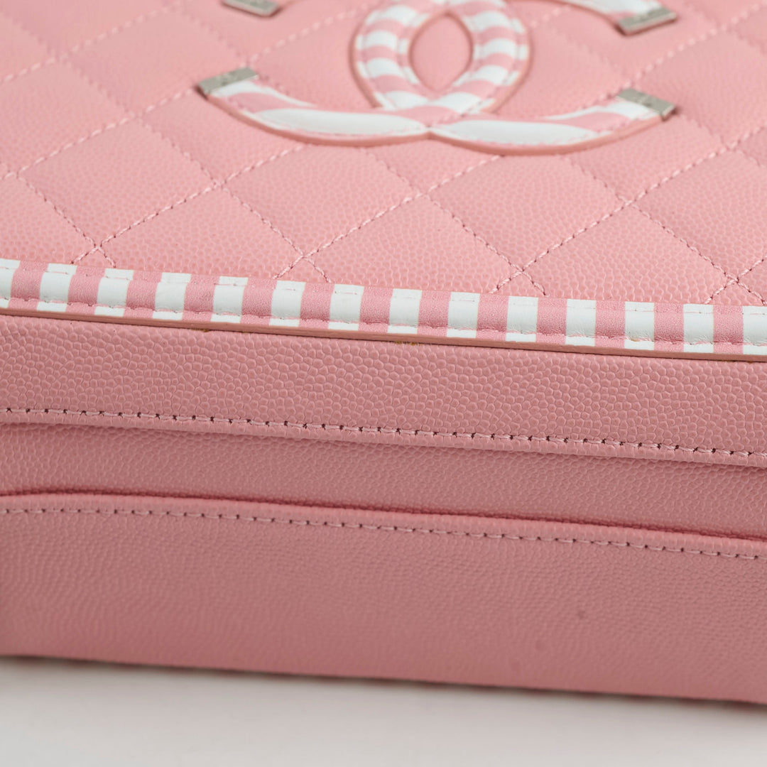 Top Quality Chanel Vanity Pink Stripe Caviar (2018)
