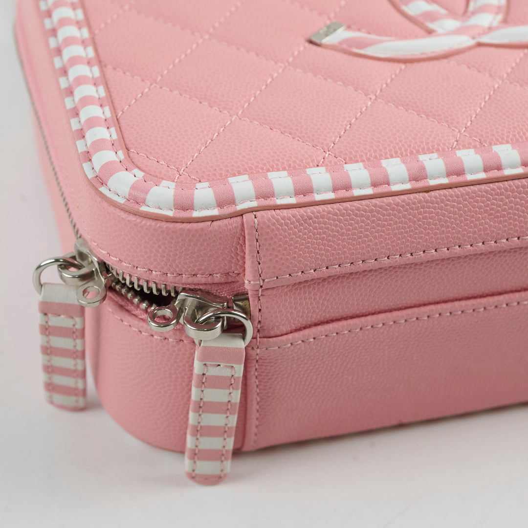 Top Quality Chanel Vanity Pink Stripe Caviar (2018)