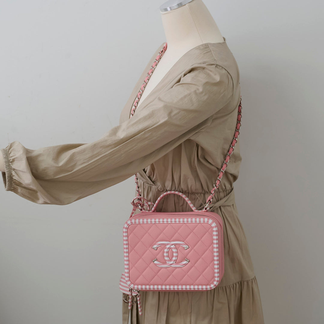 Top Quality Chanel Vanity Pink Stripe Caviar (2018)