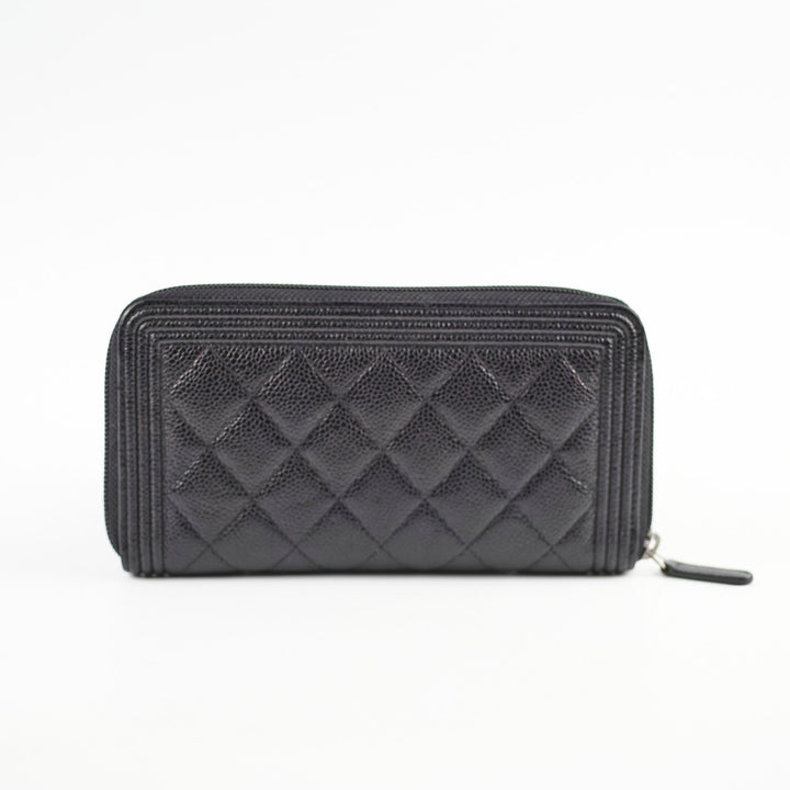 Top Quality Chanel Boy Caviar Long Wallet Black