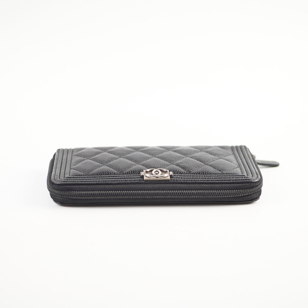 Top Quality Chanel Boy Caviar Long Wallet Black