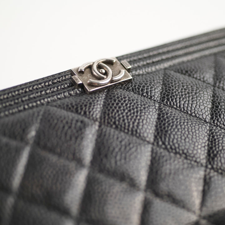Top Quality Chanel Boy Caviar Long Wallet Black