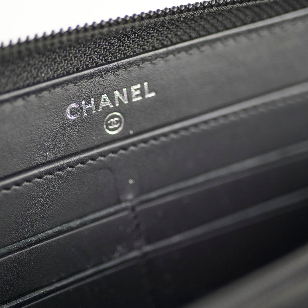 Top Quality Chanel Boy Caviar Long Wallet Black