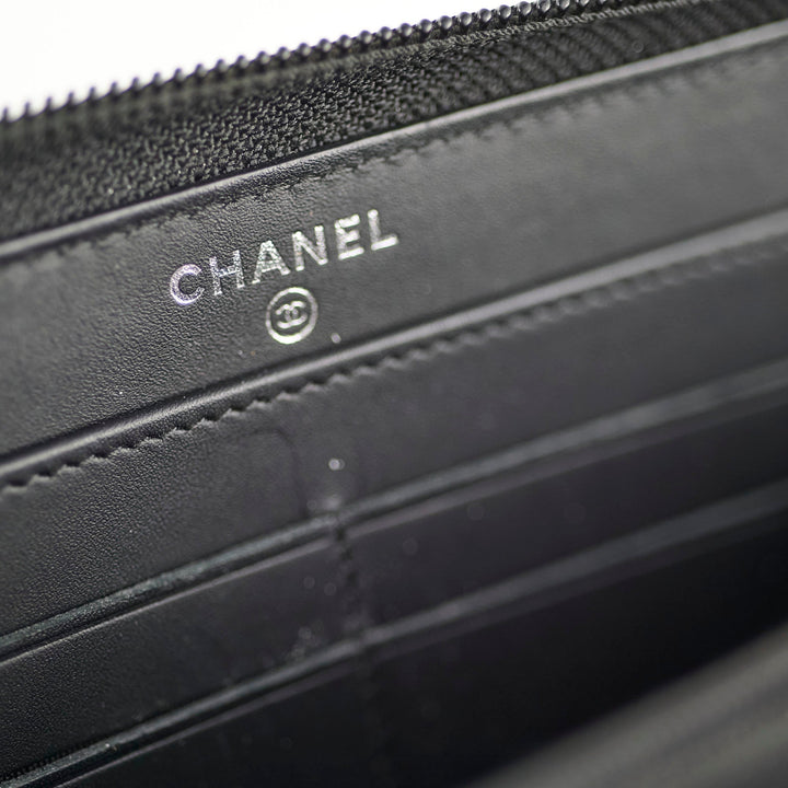 Top Quality Chanel Boy Caviar Long Wallet Black