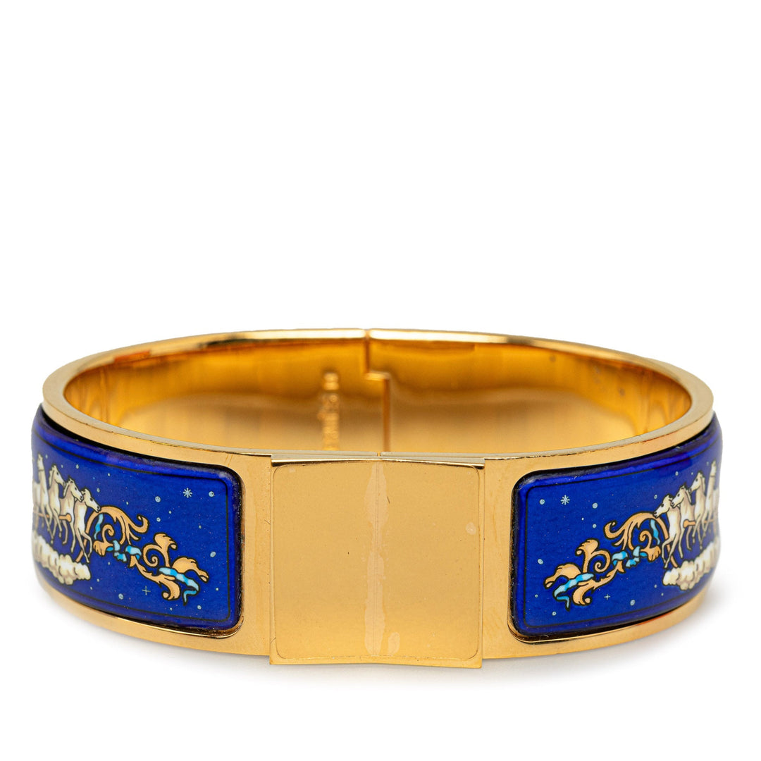 Hermes Wide Enamel Locquet Hinge Bracelet Costume Bracelet
