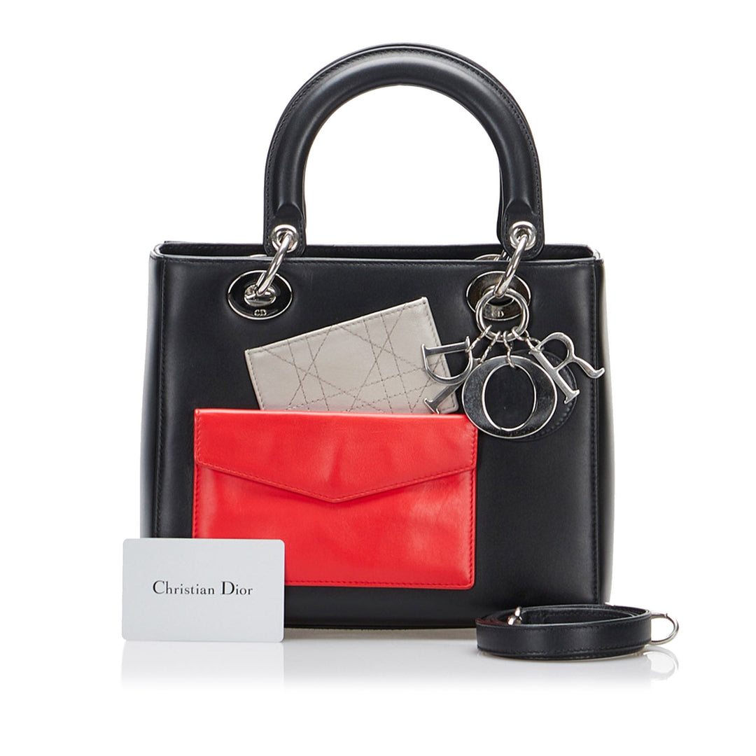 Top quality Dior Lady Top quality Dior Pockets Black Calfskin