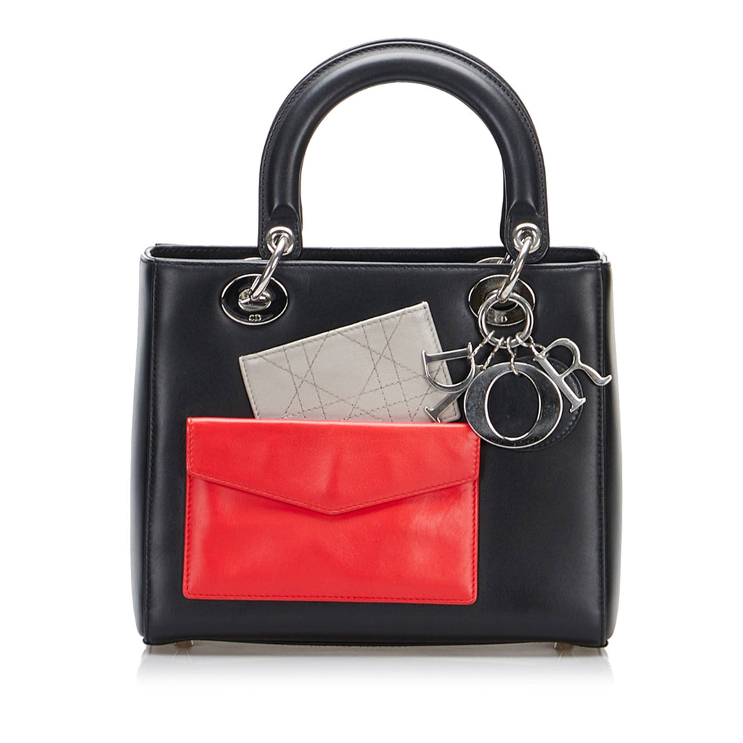 Top quality Dior Lady Top quality Dior Pockets Black Calfskin