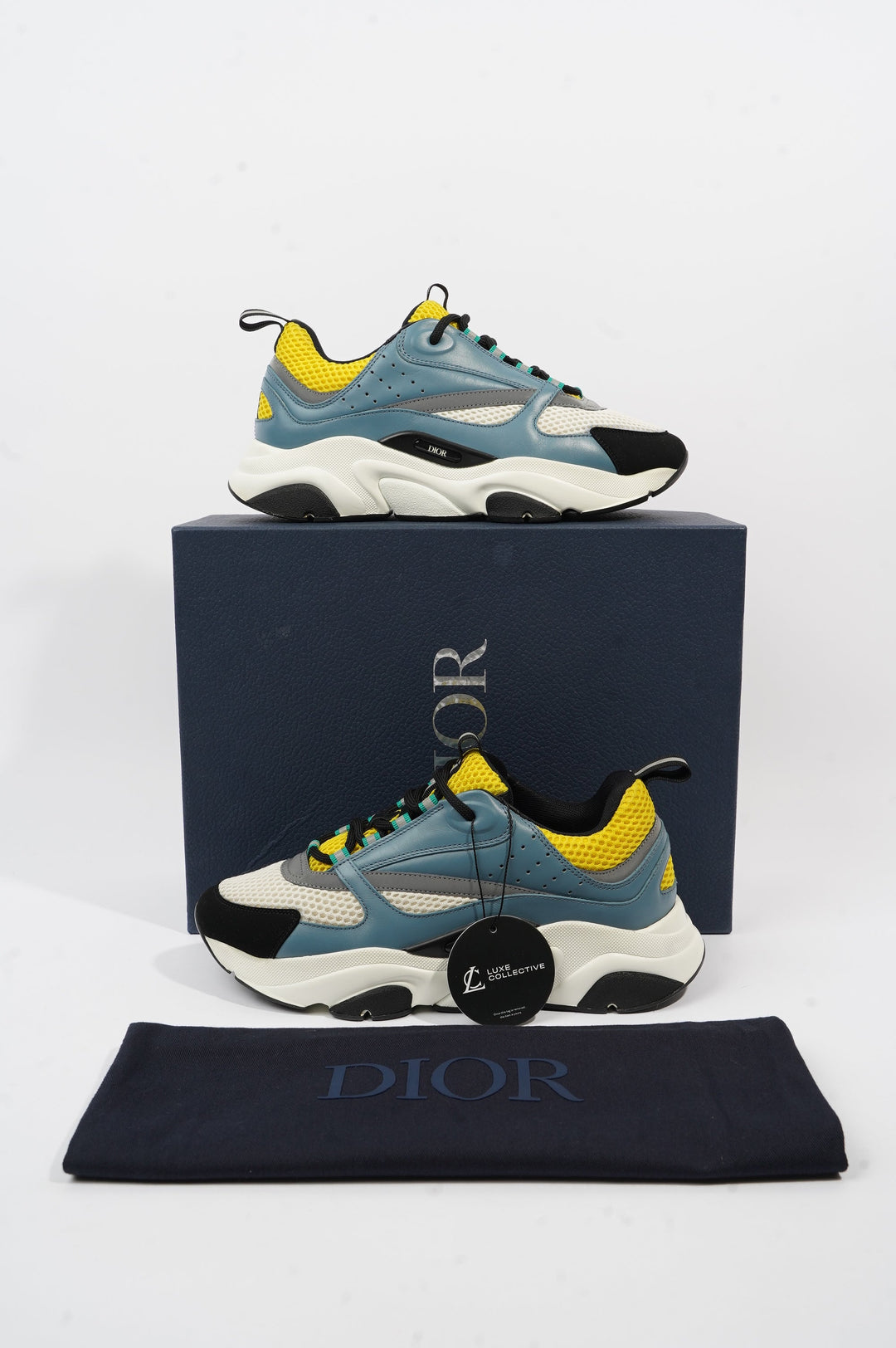 Christian Dior B22 White / Blue / Yellow Mesh EU 41 UK 7